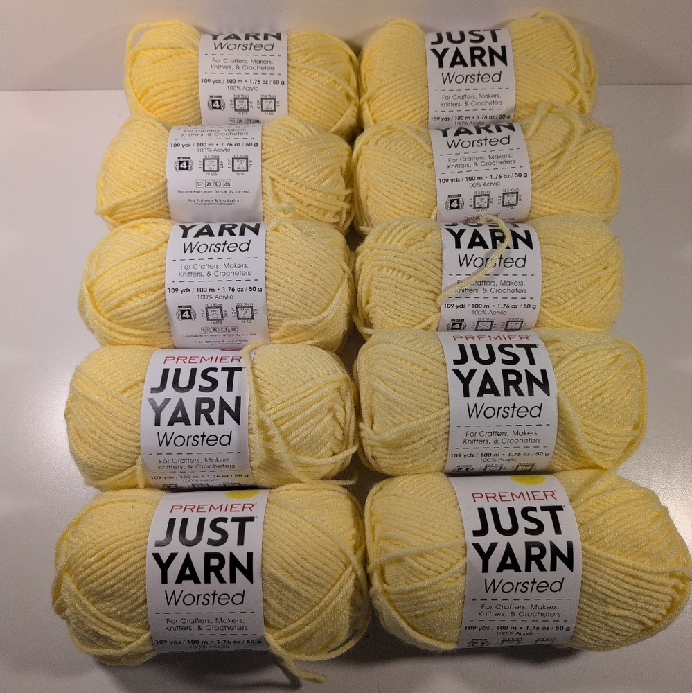 10 Skeins Premier Just Yarn Worsted in Yellow
